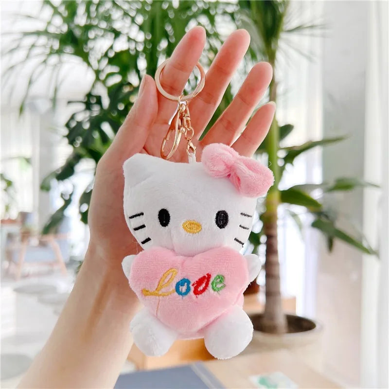 Sanrio Hello Kitty Plush Stuffed Soft Doll Keychain Cartoon Hello Kitty Plushies Bag Pendant Accessories Girls Gift Kids Toys