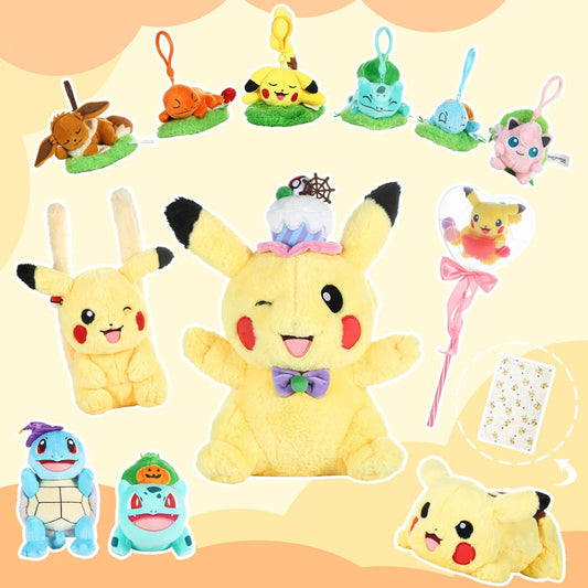 Pokemon Halloween Series Plush Party Dim Sum Pikachu Stuffed Doll Wizard Squirtle Peluche Bulbasaur Toys Hobbies Xmas Kid Gifts