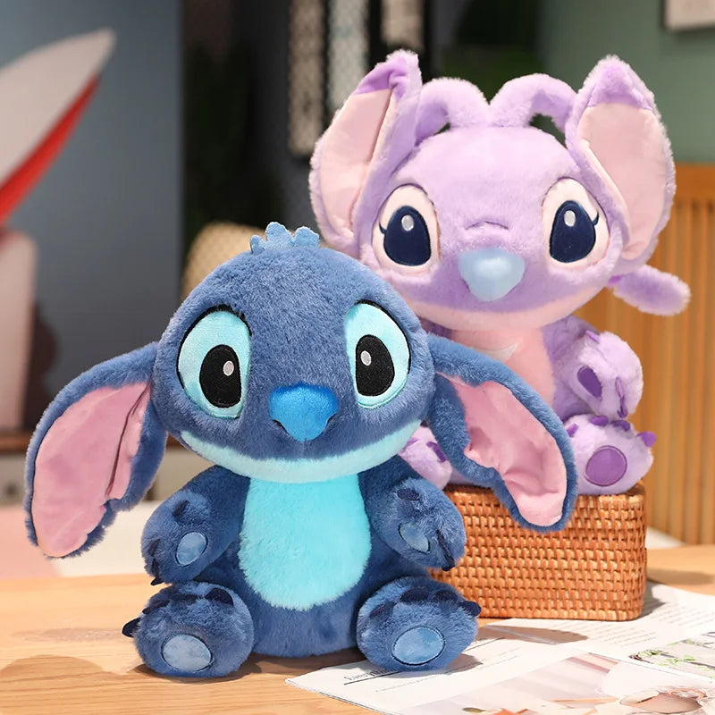 Lovely Sitting Stitch Plush Toy Stuffed Cartoon Anime Lilo & Stitch Angel Plushies Cuddly Doll Throw Pillow Gifts Girl Kids