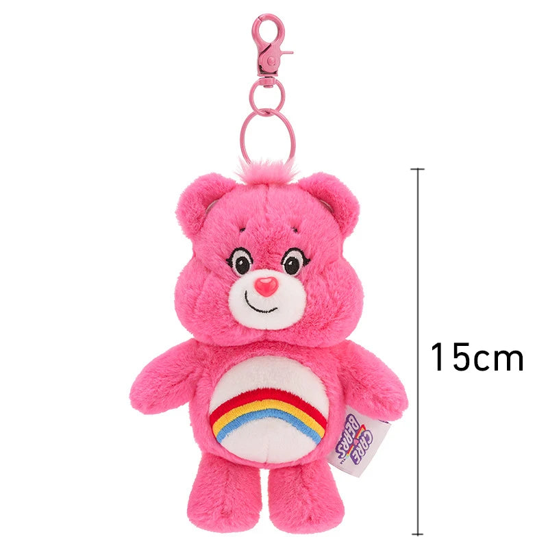 Sanrio Plush Kawaii Carebears Rainbown Bear Plush Anime Hobby Toy Keychain Bag Pendant with Sound Dolls Christmas Birthday Gifts