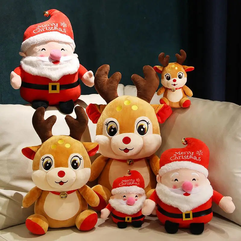 22CM Lovely Santa Claus & Elk Plush Toys Stuffed Animal Doll Christmas Gifts For Home Decoration High Quality