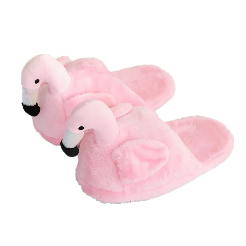 Winter lovely Home Slippers Chausson Shoes Women Flamingo slippers pantuflas unicornio pantoufle femme Warm Cotton Shoes hy24