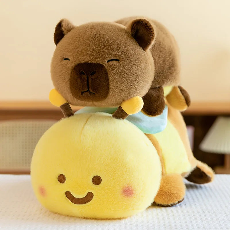 25cm Flip Capybara Bee Plush Toy Simulation Capibara Anime Fluffty Toy Cute Stuffed Animals Reversible Doll Plush Toy for Kids