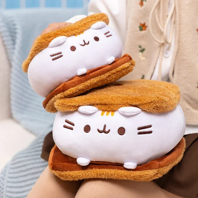 Cartoon Cat Biscuits Plush Toy Pillow Stuffed Animal Lovely Sandwich Kitten Doll Sofa Cushion Girl Peluche Birthday Gift Toys