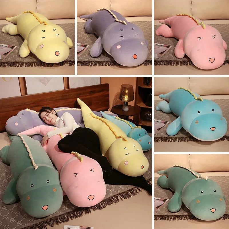 80cm-150cm Huggable Big Long Cute Dinosaur Plush Toy Soft Cartoon Animal Crocodile Stuffed Doll Boyfriend Pillow Girls Gift