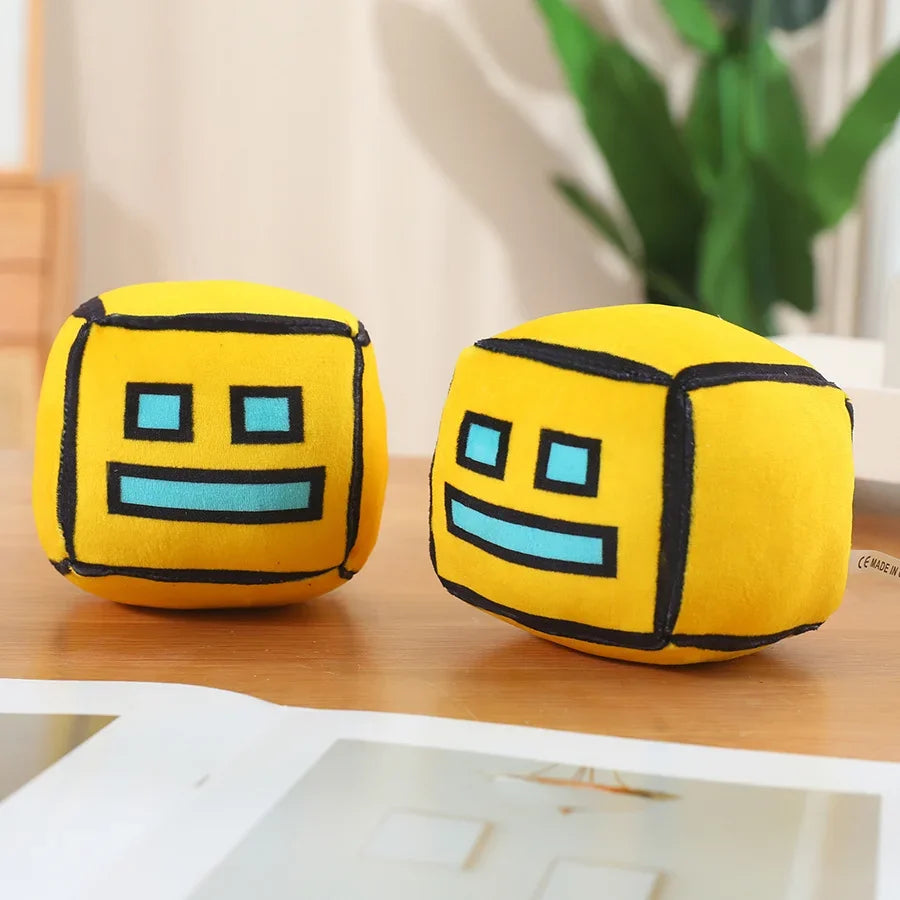 Geometry Dash Cube Plush Toys Stuffed Plushie Doll Small Pillow Square Pendant Game Cute Kids Fans Collection Birthday Gift 12CM