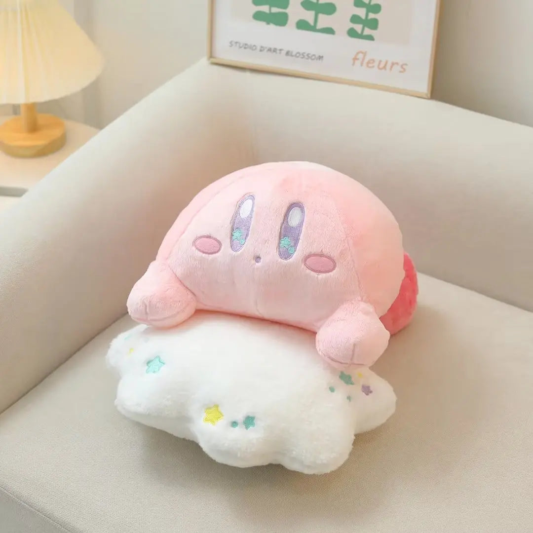 Cute Kirby Lying on the Clouds Plush Toy Lovely Waddle Dee Doll Stuffed Anime Plushies Throw Pillow Back Cushion Birthday Gifts