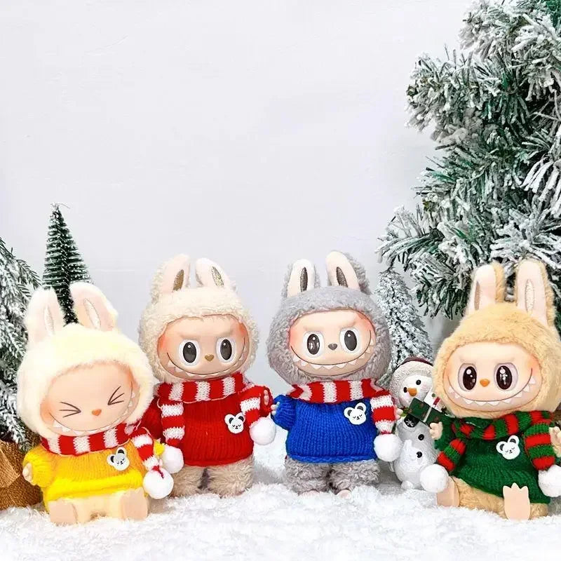 17cm Mini Plush Doll'S Clothes Outfit Accessories For Labubu Idol V1 V2 Christmas winter dress up sweater scarf Clothing Gift