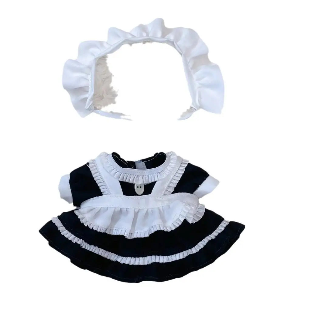 20cm Cute Mini Plush Doll'S Clothes Outfit Accessories Maid Skirt Cute Doll Dress Suit