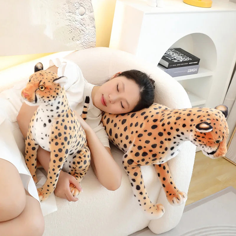 34-66CM Simulation Sitting Cheetah Plush Toy Skin Friendly Plush Stuffed Wild Animal Doll Photography Props Home Decoration