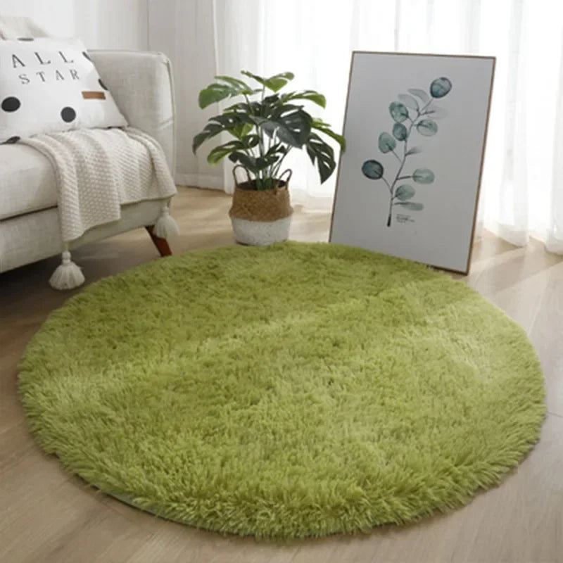 VIKAMA Cute Round Soft Shaggy Dirty Resistant Rug Modern Kids Bedroom Round Rug Plush Baby Room Shaggy Round Carpet