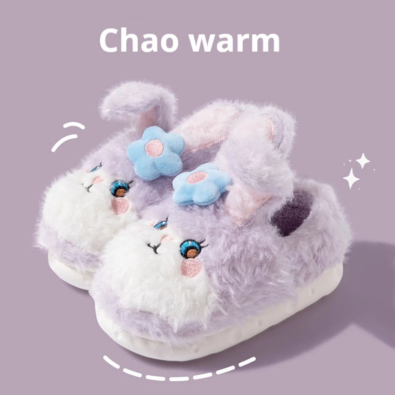 Children'S Cotton Slippers Cute Winter Bunny Girl Princess Indoor Warm And Thick Plush Slippers Sanrio Birthday Gift Wholesale