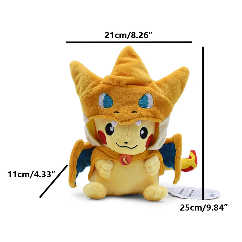 Cos Eevee Pikachu Cosplay Plush Toys Charizard Peluche Lucario Stuffed Animal Doll Collectible Gift,Cartoon 20-30CM