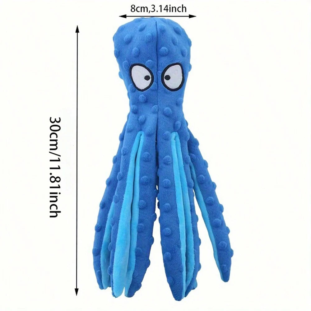 Dog Squeaky Toys Octopus - No Stuffing Crinkle Plush Dog Toys for Puppy Teething, Durable Interactive Dog Chew Toys for Small, M