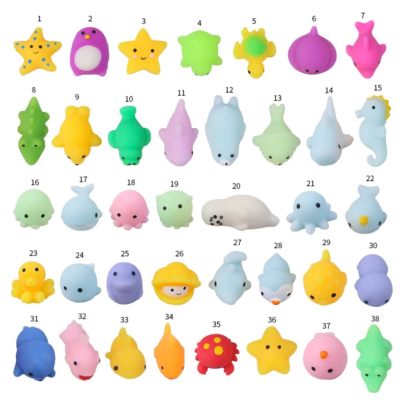 10-300Pcs Random Cute Animals Style Mochi Squishy Toys