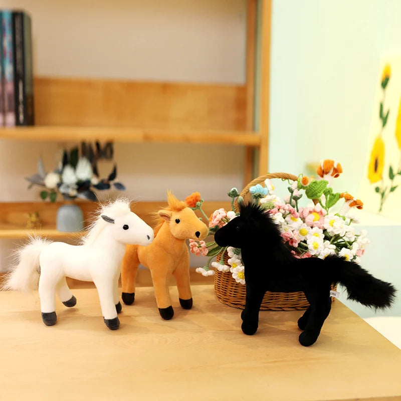 20/30/40cm Cartoon Simulation Horse Plush Foal Toys Anime Animal Stuffed Dolls Kawaii Home Decor Kids Xmas Birthday Gifts