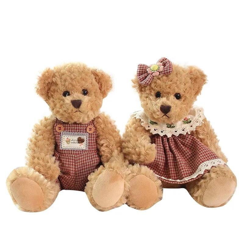 2pcs/lot 26cm Kawaii Couple Teddy Bear Peluche Toys Kawaii Dress Bear Dolls Stuffed Soft Toy for Girls Baby Girlfriend Gift