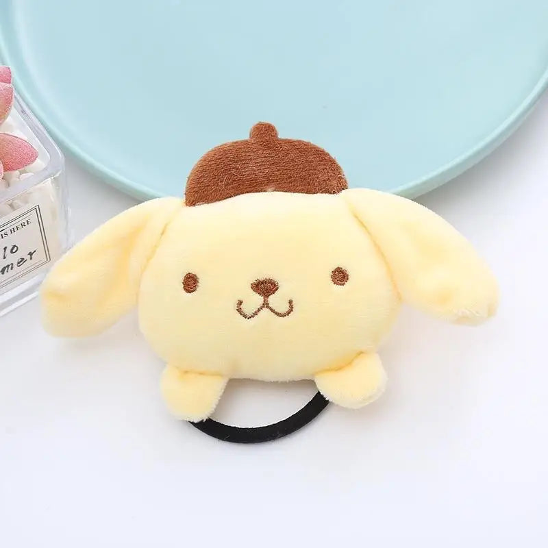 2024 New Sanrio Plush Hair Band Toy Cute Kuromi Hello Kitty Cinnamoroll My Melody Pompom Purin Headdress Kid Girl Birthday Gifts