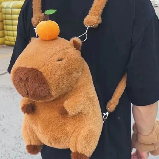 Strawberry Hat Capybara Plush Toy Simulation Turtle Backpack Capibara Stuffed Animals Papa Hand Circle Ring Small size Pendant