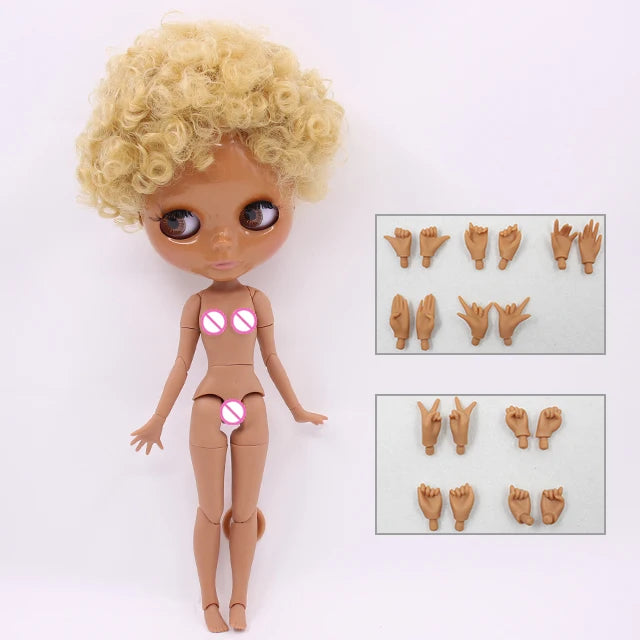 ICY DBS Blyth doll 1/6 bjd toy joint body dark skin afro hair 30cm doll  anime girls