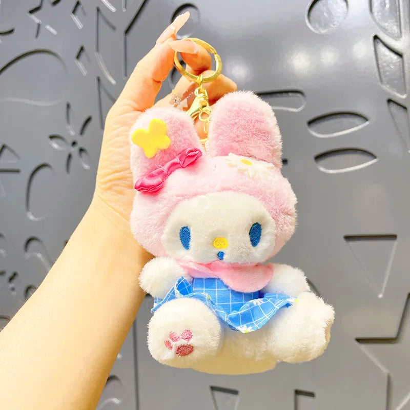 Sanrio Plush Bag Pendant Kawaii Kuromi Keychain My Melody Cinnamoroll Backpack Decoration Anime Plushies Toys for Girl Birthday