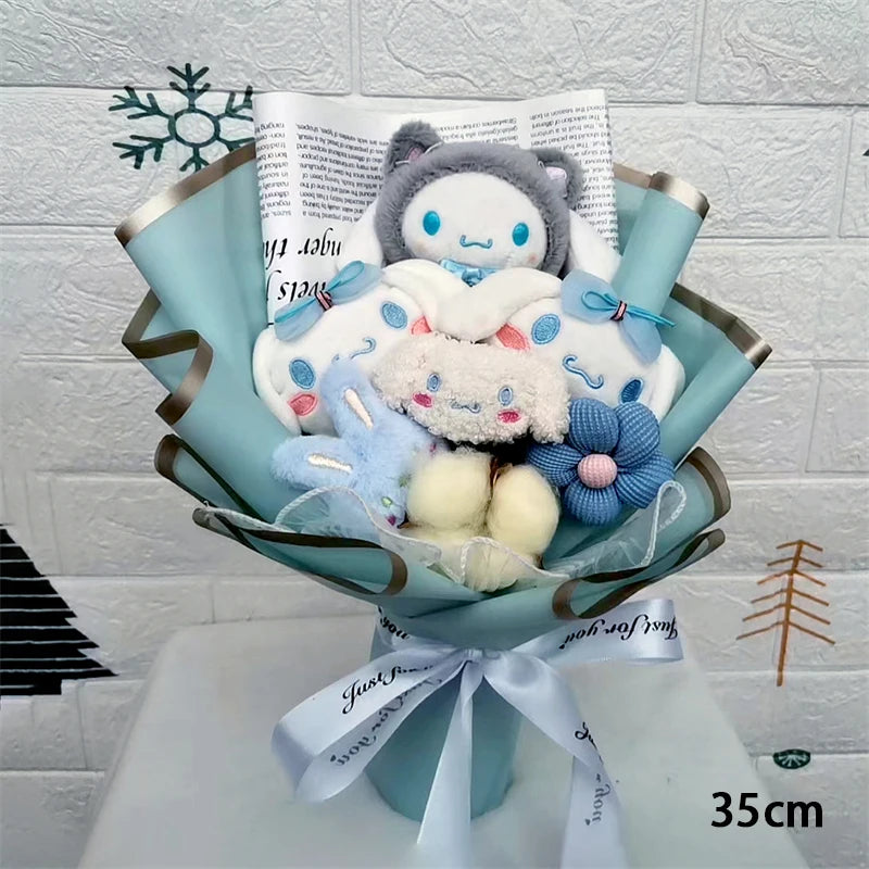 Sanrio Kuromi Plush Bouquet Hello Kitty Melody Cinnamoroll Anime Doll Toy Valentine's Day Christmas Graduation Girls Friend Gift