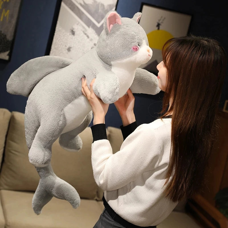 50-90cm Lovely Transform Shark Cat Plush Toys Stuffed Cute Cat Doll Cute Animal Pillow Soft Cartoon Cushion Kids Christmas Gift