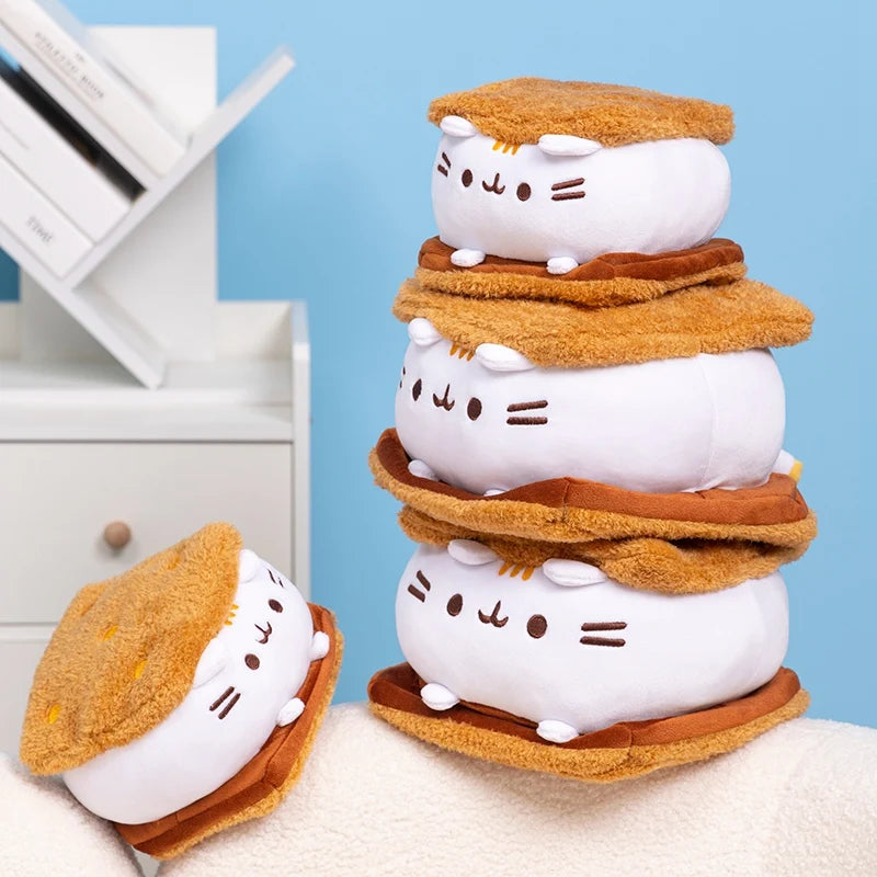 15cm Cute Chocolate Sandwich Cookie Fat Cat Throw Pillow Plush Toys Biscuit Cat Dolls Stuffed Animals Birthday Gifts For Kids