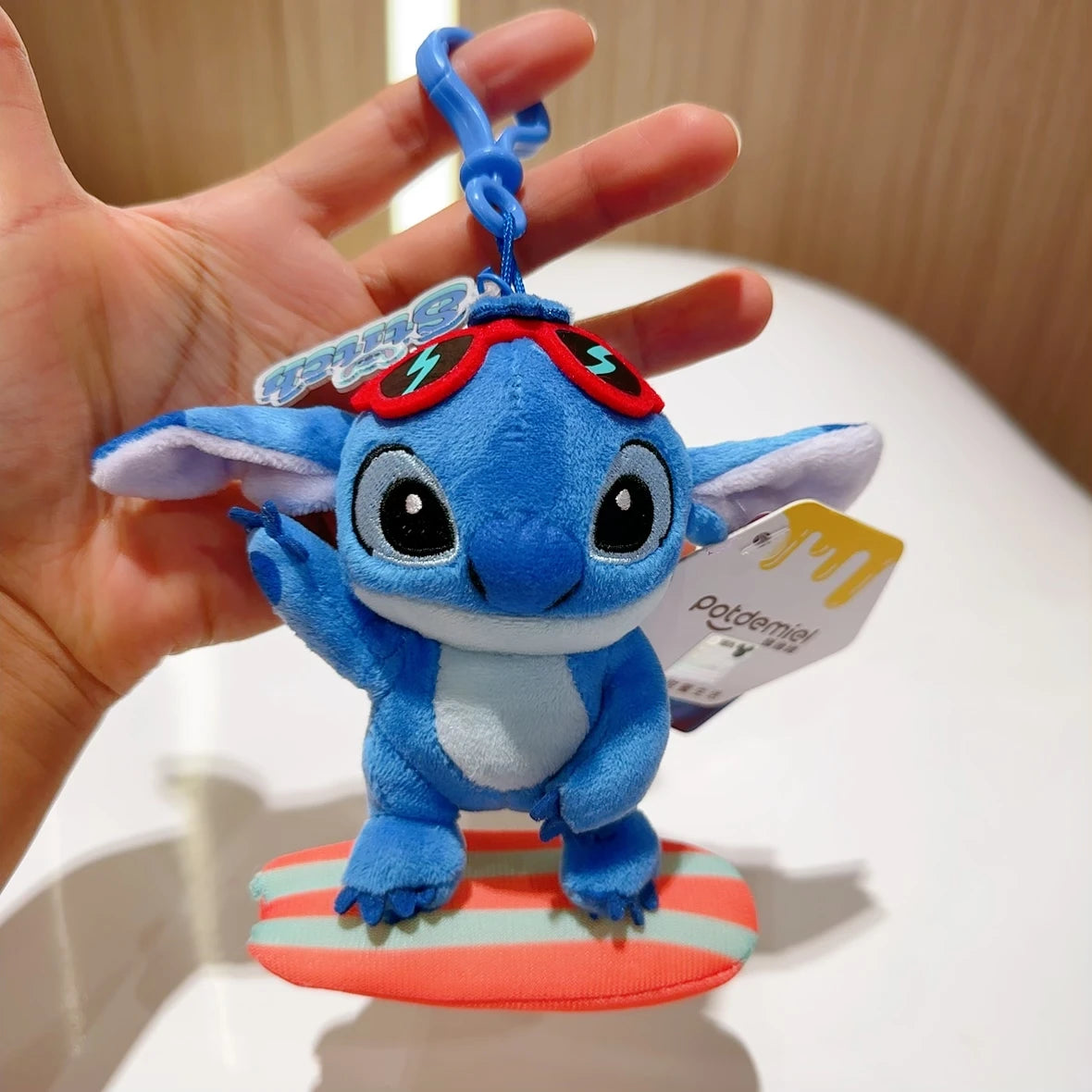 Original Disney Toy Story Stitch Kawaii Winnie Lotso Plush Doll Cartoon Stuffed Anime Keychain Pendant Strap Toys Gift For Kids