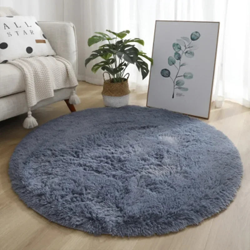 VIKAMA Cute Round Soft Shaggy Dirty Resistant Rug Modern Kids Bedroom Round Rug Plush Baby Room Shaggy Round Carpet