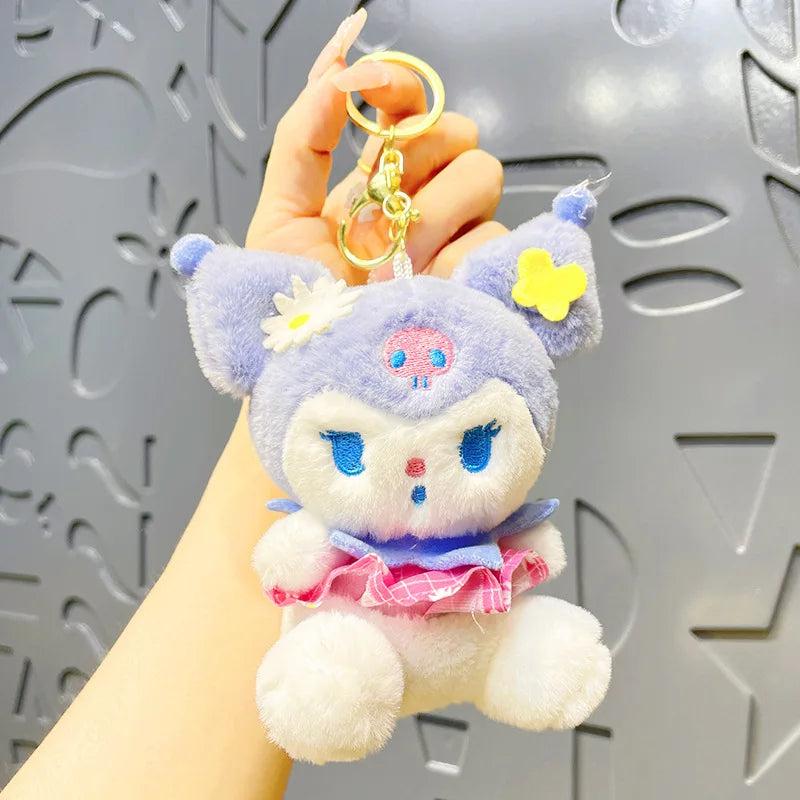 Sanrio Plush Bag Pendant Kawaii Kuromi Keychain My Melody Cinnamoroll Backpack Decoration Anime Plushies Toys for Girl Birthday