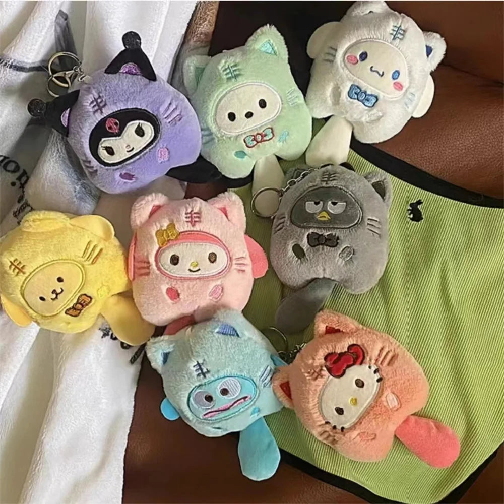 Sanrio Hello Kitty Plush Keychain Dolls Kawaii Kuromi Cinnamoroll Cartoon Plush Backpack Pendant Accessories Girls Gifts Toys