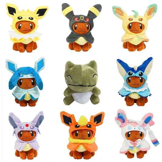 8 Styles Eevee Cosplay Pokemon Plush Toys Eevee Cos Sylveon Espeon Flareon Cute Cartoon Jolteon Peluche Stuffed Dolls Gifts