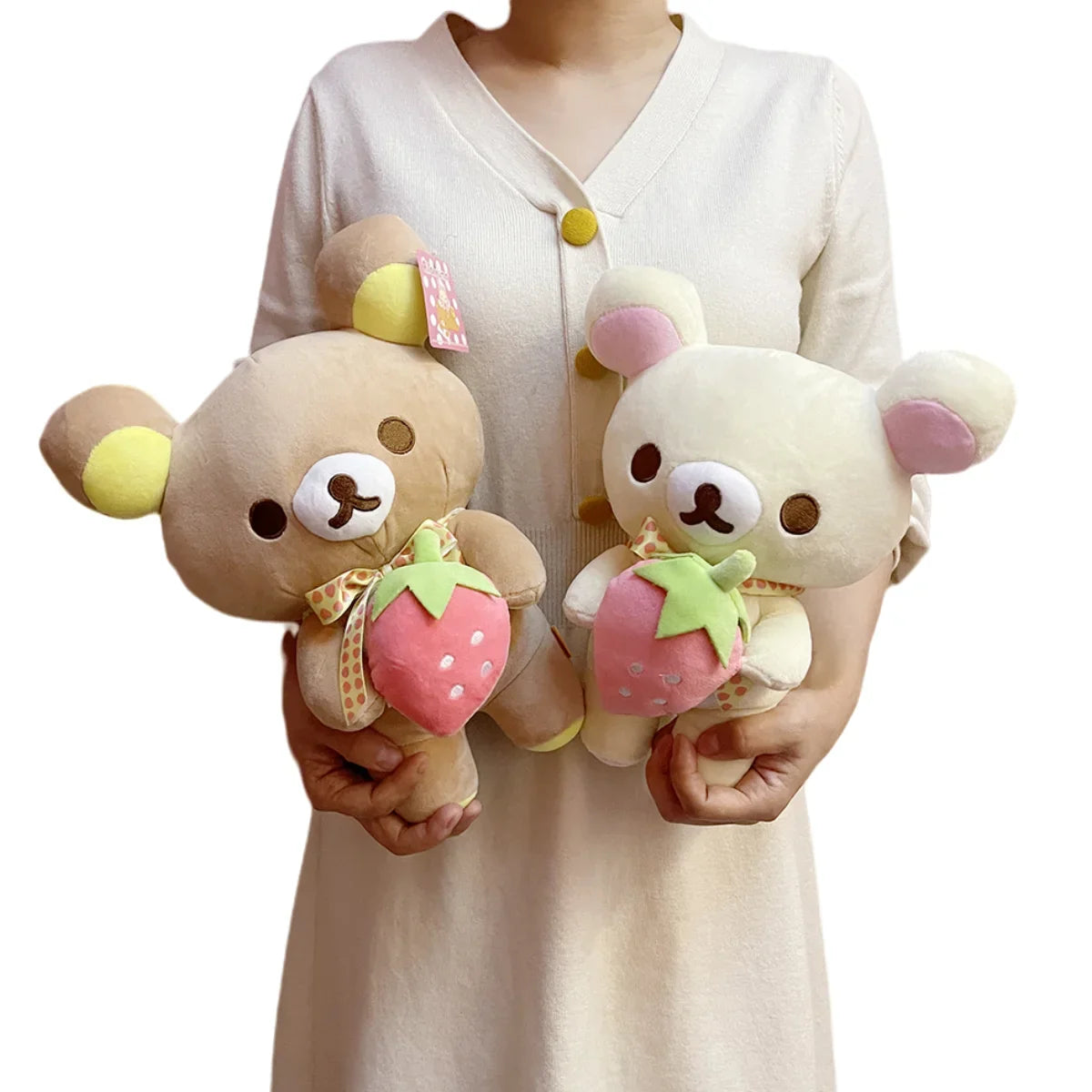 Strawberry Rilakkuma Plush Kawaii Anime Brown Bear Pelcuhe Teddy bear Stuffed Doll Cute Couple Toys Present Birthday Gifts