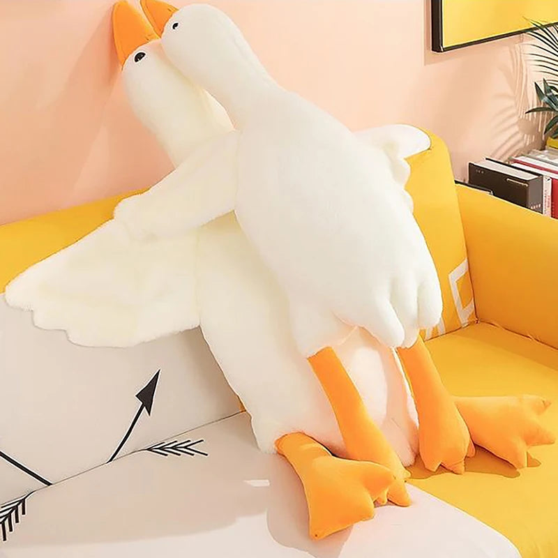 Cute Big White Goose Plush Toy Kawaii Huge Duck Sleep Pillow Cushion Soft Stuffed Animal Doll Birthday Gift For Kids