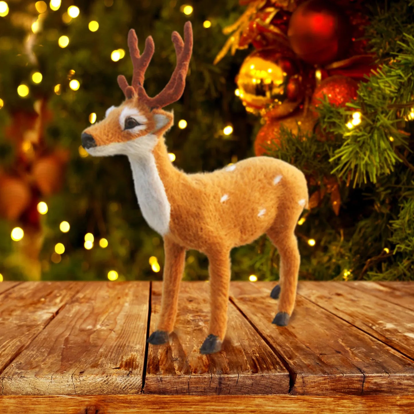 Christmas Elk Figurines Cartoon Handmade Desktop Model Simulation Sika Deer Plush Toys Reindeer Decor Christmas Gift Ornaments