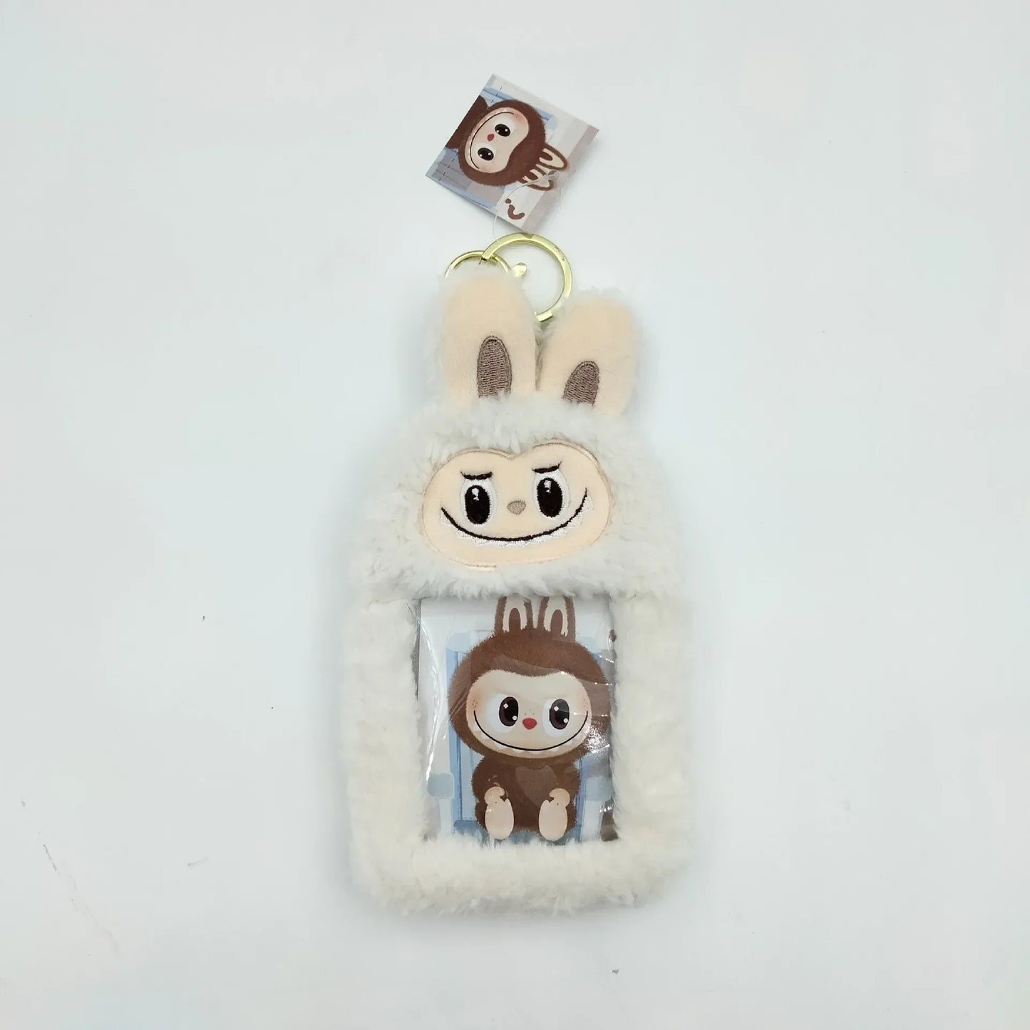 1pc Cartoon Plush Keychain Cloth Purse Photo Card Bag Plush Small Wallet Bank Card Storage Bag Keyring