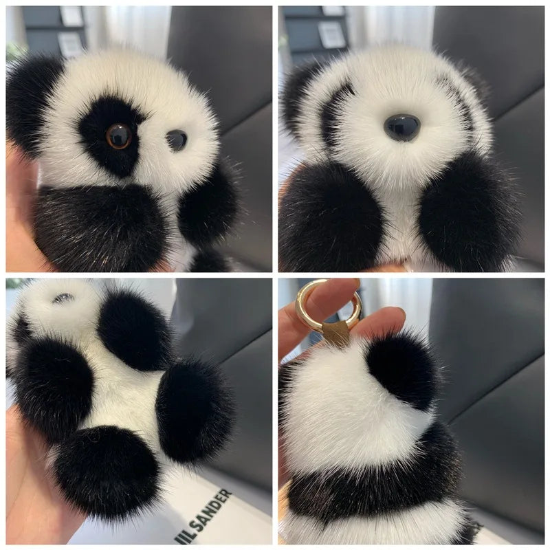 Cute Chinese Giant Panda Creative Car Plush Doll Keychain Children's School Bag Pendant Anime Peripheral Couple Holiday Gift