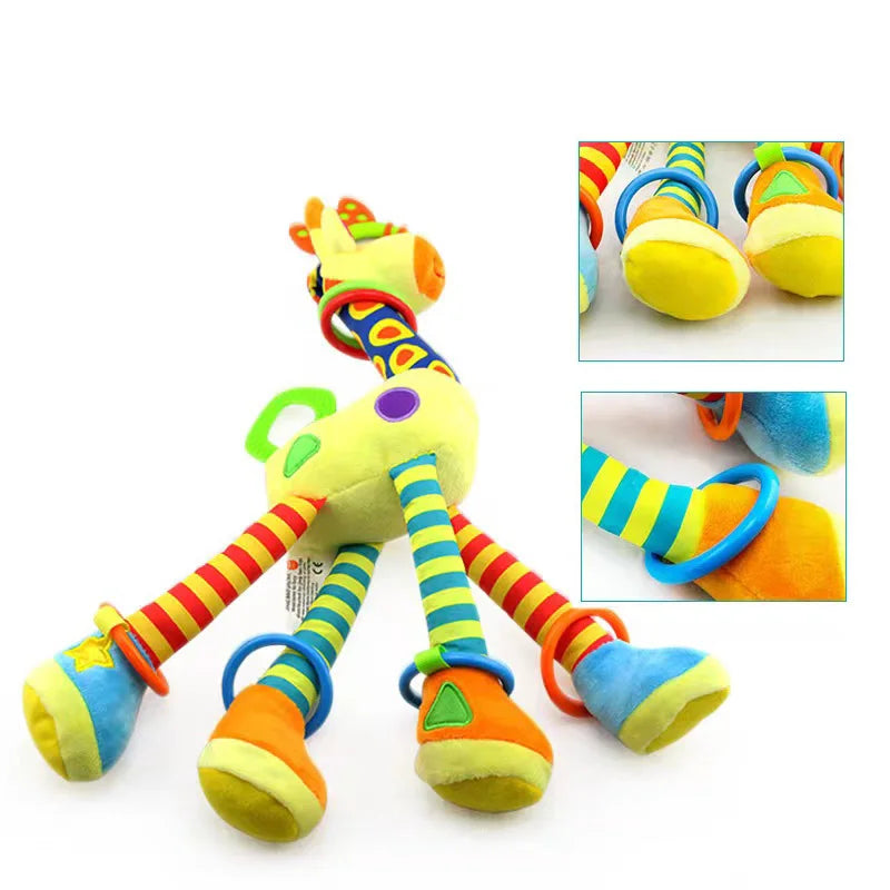 Baby Development Soft Giraffe Animal Handbell Rattle Plush Giraffe Toys / Baby Giraffe Animal Rattle Toys / Soft Giraffe Animal