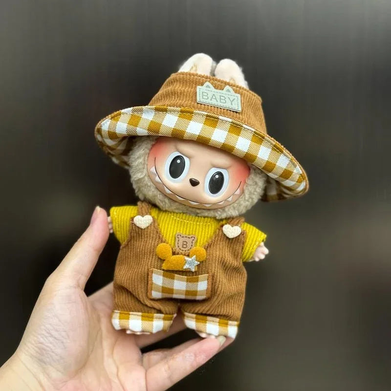 Mini Plush Doll'S Clothes Outfit Accessories For Korea Kpop Exo 15-17cm Labubu Idol V1 V2 Overalls set Clothing Gift