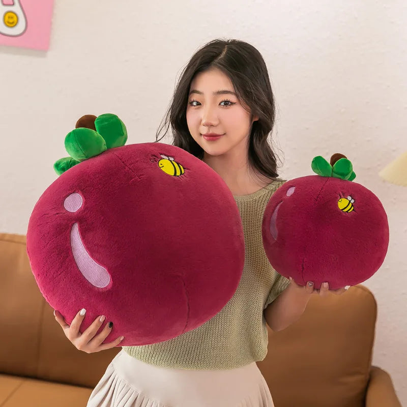 Kawaii Funny Halloween Soft Stuffed Plants Fruits Dolls Persimmon Mangosteen Apple Dolls Plush Food Toys Funny Gift For Kids