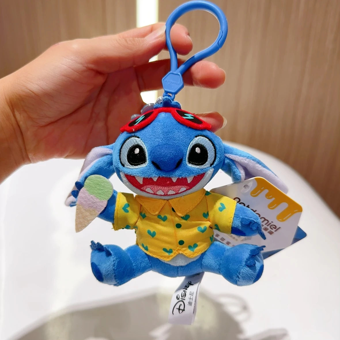 Original Disney Toy Story Stitch Kawaii Winnie Lotso Plush Doll Cartoon Stuffed Anime Keychain Pendant Strap Toys Gift For Kids