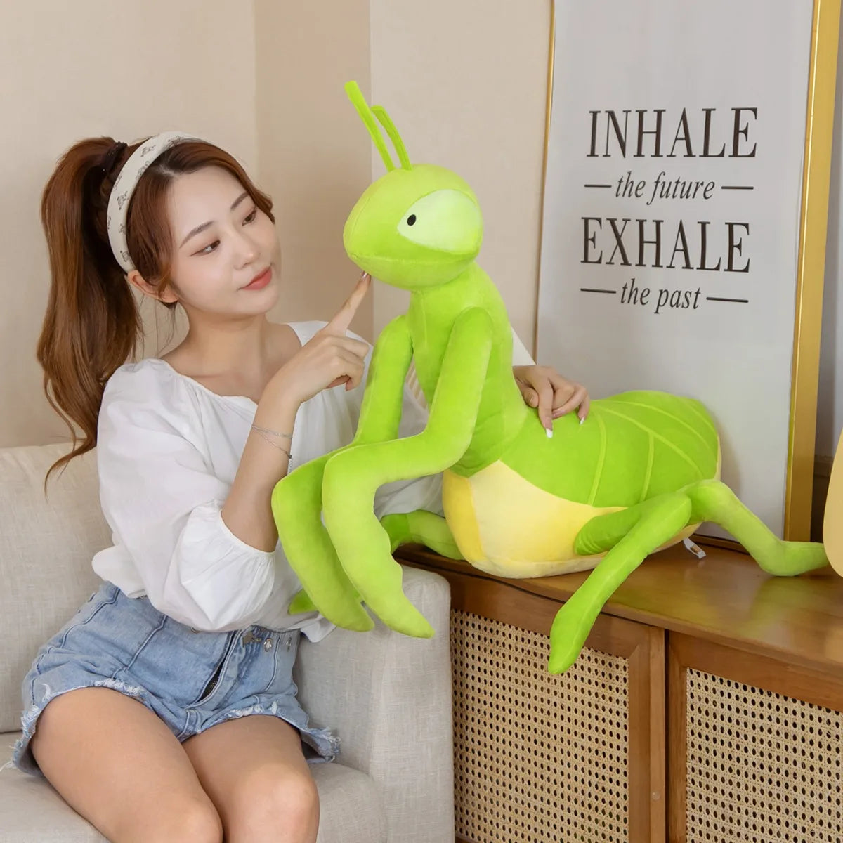 1pc 70cm Lifelike Mantid Plush Toys Real Life Insect Mantis Stuffed Animals Toy Soft Educational Rearhorse Toys For Kids