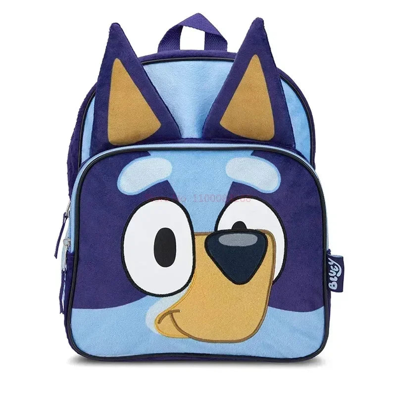 Bluey Dog Backpack Blue Plush Simple Oxford Cloth Schoolbag Pocket Early Education Bingo Dog Schoolbag Children Christmas Gift