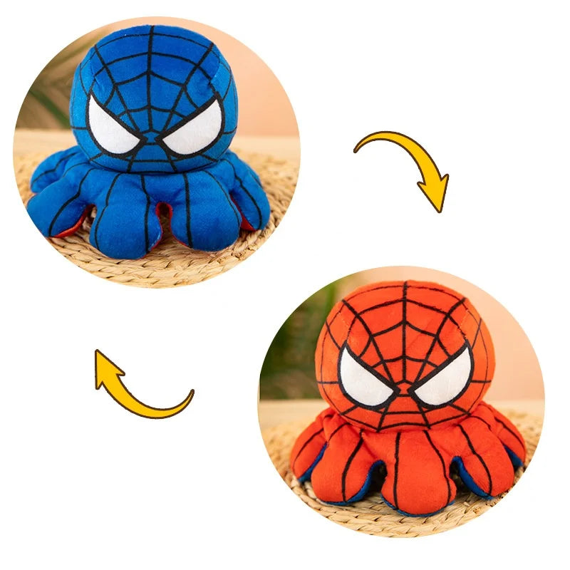 Marvel Plush Doll Avengers Spiderman Iron Man Captain America Hulk Thanos Octopus Plush Cartoon Toy That Can Be Flipped Kid Gif