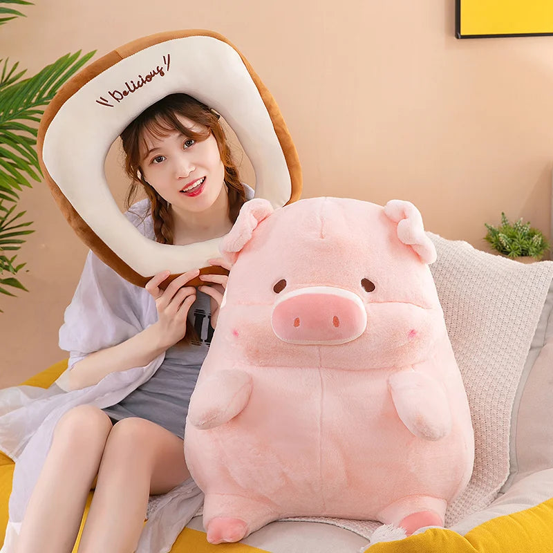 30CM Kawaii Anime Toast Lulu Pig Plush Toy Lovely Stuffed Animals Bread Piggy Soft Doll Room Decor Girl Birthday Toys Cute Gift