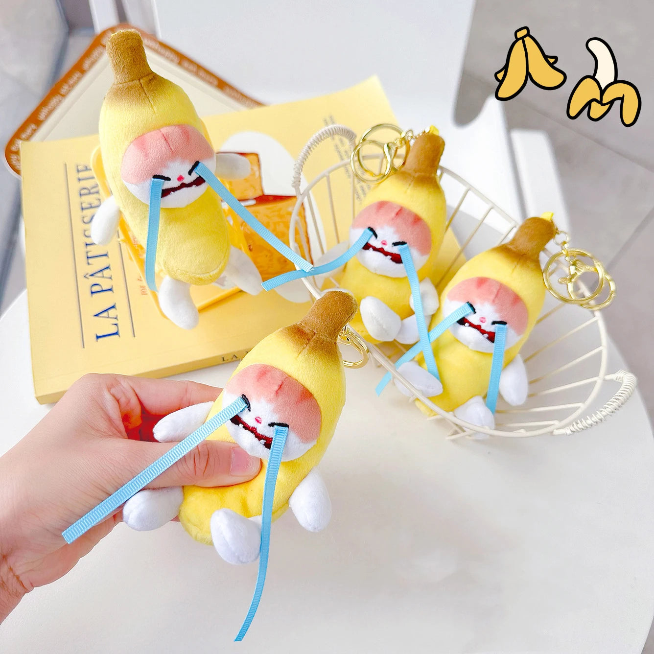 Creative Funny Crying Banana Cat Plush Doll Keychain Pendant Ins Small Fresh Cute Banana Cat Plush Stuffed Toys Children's Gifts