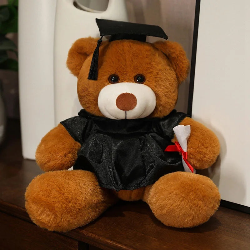 33cm High Quality Cute Graduate Dr. Bear Plush Toy Stuffed Teddy Bear Kawaii Toys for Kids Student Funny Graduation Gift