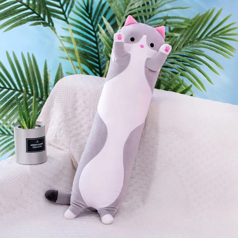 70cm Plushier Long Cat Cute Plush Toy Men and Women Models Sleeping Big Stuffed Animal Patung Dolls Pillow Children's Toys Gifts