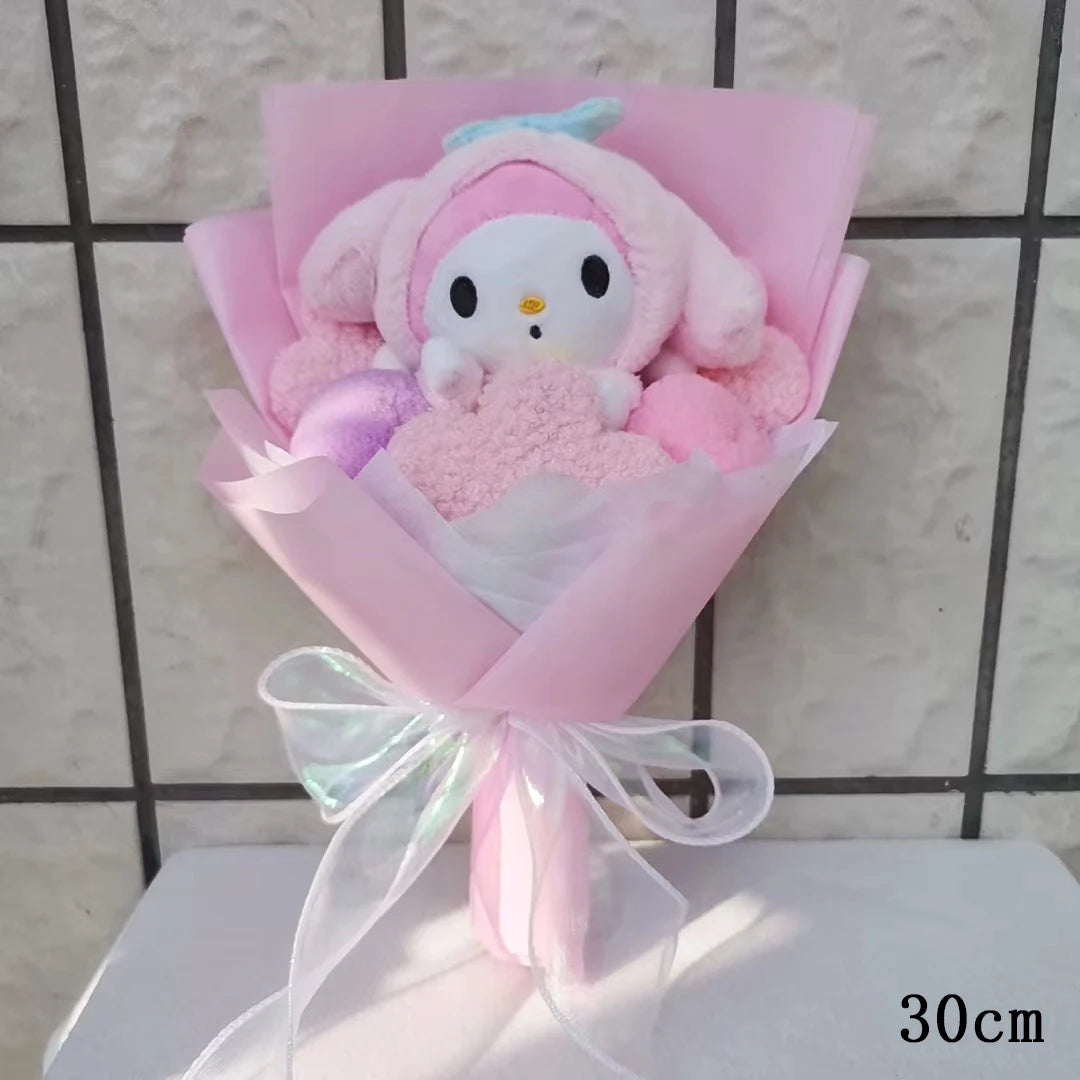 Sanrioed Kuromi My Melody Cinnamoroll Hello Kitty Anime Doll Toy Cartoon Plush Bouquet Valentine's Day Christmas Graduation Gift